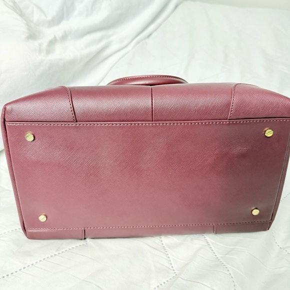 Tory Burch ROBINSON Saffiano Leather Structured Satchel - Burgundy - Picture 4 of 9
